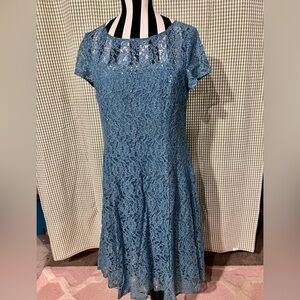 SLNY Blue Lace Dress